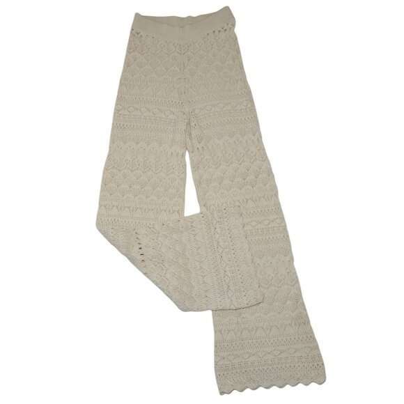 Handcrafted Crochet Wide-Leg Pants Boho Style - Beige Size S, NWOT - Picture 5 of 7
